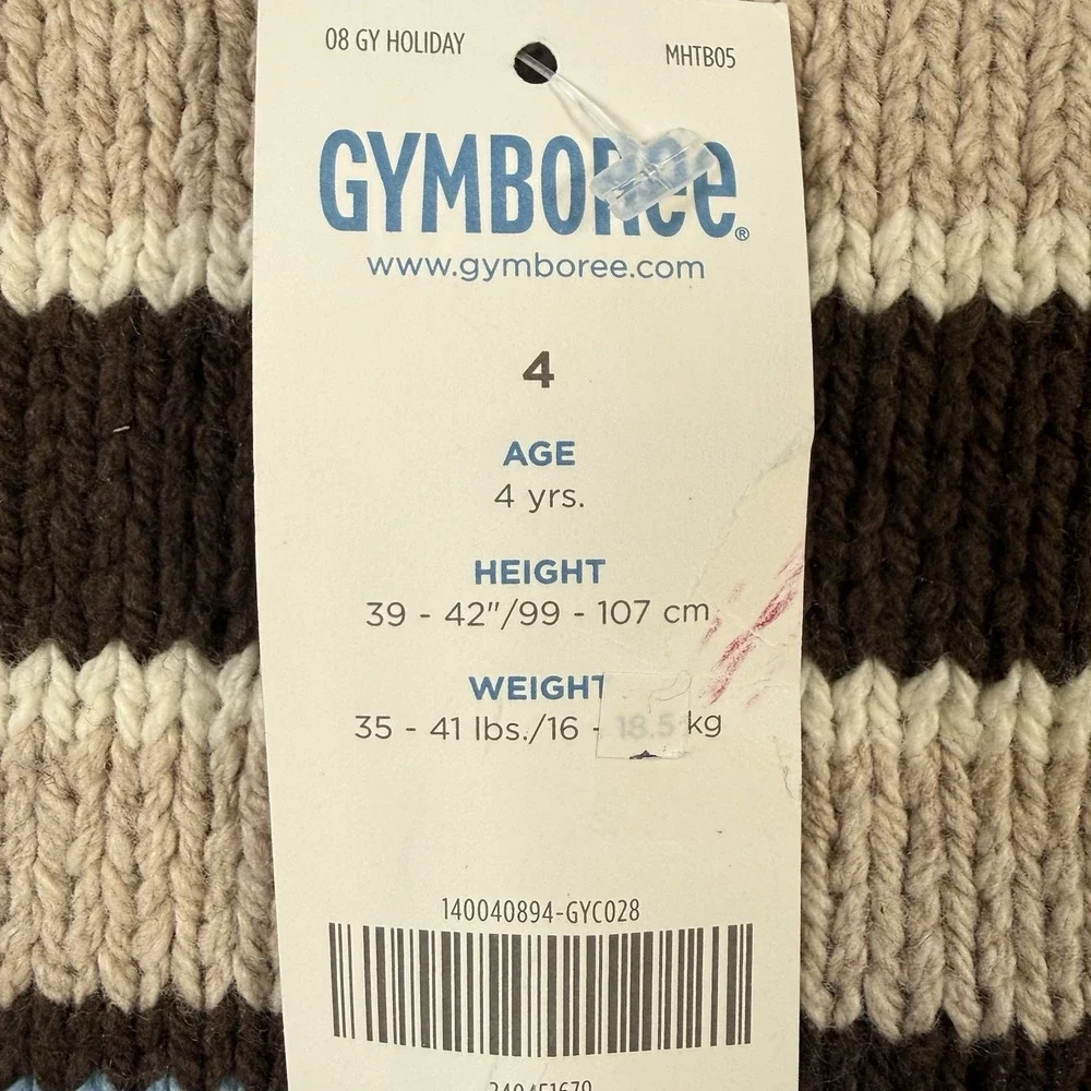 NWT Gymboree Red Blue Tan Stripe Chunky‎ Cotton Blend Sweater Boy's Size 4T